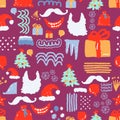 Christmas hand drawn doodle pattern seamless. Xmas Abstract modern trendy background. New Year vector texture Royalty Free Stock Photo