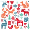 Christmas hand drawn elements in Scandinavian style Royalty Free Stock Photo