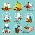 Christmas Hand Drawn Emblems Royalty Free Stock Photo