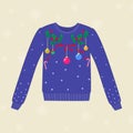 Christmas hand drawn sweater with Christmas decorations Royalty Free Stock Photo