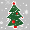 Christmas hand drawn tree on gray background