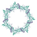 Christmas hand drawn wreath with leaves, branches, berries. Winter floral cozy elements. Vector floral frames. Happy New Year Royalty Free Stock Photo