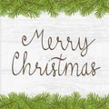 Christmas hand written greeting card with twig frame