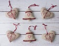 Christmas handmade decorations soft toys Royalty Free Stock Photo