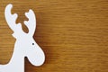 Christmas handmade reindeer white wooden figure. Set decoration