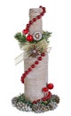 Christmas handmade tree made of bottle rope and cones in rural style isolated Royalty Free Stock Photo