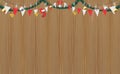 Christmas hang decorative on wood board background
