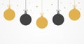 Christmas hanging balls ornaments in gold and black colors Royalty Free Stock Photo