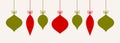 Christmas hanging balls ornaments in vintage style. Flat design Royalty Free Stock Photo