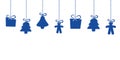 Christmas hanging decoration blue star house man christmas tree bell Royalty Free Stock Photo