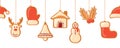 christmas hanging gingerbread cookies decoration seamless pattern Royalty Free Stock Photo