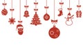 Christmas hanging ornaments background. Christmas banner. Royalty Free Stock Photo