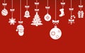 Christmas hanging ornaments background. Christmas banner.