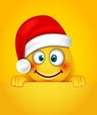 Christmas Happy Cheerful Emoticon in Santa Hat