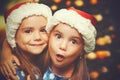 Christmas Happy funny children twins sisters Royalty Free Stock Photo