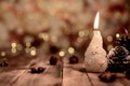 Christmas and Happy New Year concept. Candle light decorate for Winter season holiday.
