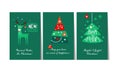 Christmas and Happy New Year gift cards with lettering and decorative elements set, templates can be used for invitation Royalty Free Stock Photo