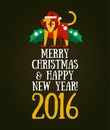 Christmas and Happy New Year 2016 Greeting Card Royalty Free Stock Photo