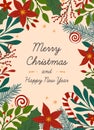 Christmas and Happy New Year greeting card template