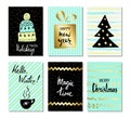 Christmas and Happy New Year greeting cards with calligraphy. Cute Hand drawn holiday cards and invitations. Handwritten modern le Royalty Free Stock Photo
