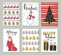 Christmas and Happy New Year greeting cards with calligraphy. Cute Hand drawn holiday cards and invitations. Handwritten modern le Royalty Free Stock Photo