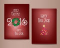 Christmas and Happy New Year greeting cards set. Royalty Free Stock Photo
