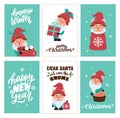 The Christmas and Happy New Year set of cards with winter gnomes