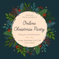 Christmas and Happy New Year virtual party invitation template during covid 19