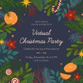 Christmas and Happy New Year virtual party invitation template during covid 19