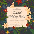 Christmas and Happy New Year virtual party invitation template during covid 19