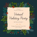 Christmas and Happy New Year virtual party invitation template during covid 19