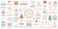 Christmas and Happy New Year Wishes Vector Labels and Badges Templates Set.