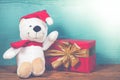 Christmas happy teddy bear in vintage style