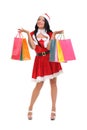 Christmas,Happy woman with shopping bags.