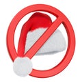 Christmas hat with Forbidden Sign, 3D rendering