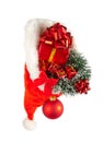Christmas hat full of red ornaments Royalty Free Stock Photo