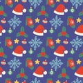 Christmas hatsvector seamless pattern background for greeting card winter new year celebration design. Royalty Free Stock Photo