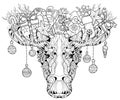 Christmas head of elk layered vector illustration Royalty Free Stock Photo