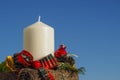 Christmas headdress with red candle Royalty Free Stock Photo