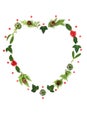 Christmas Heart Wreath Abstract with Winter Flora