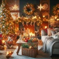 Christmas Hearth: Festive atmosphere at home by the fireplace