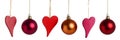 Christmas hearts and baubles