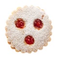 Christmas Cookies: Single `Linzer Augen` from above isolated on white background