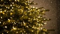 A Christmas tree adorned with numerous small, warm white lights creates a festive atmosphere. Royalty Free Stock Photo