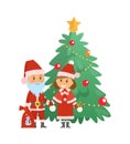 Christmas Holiday Approaching, Santa Claus by Tree