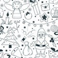 Christmas holiday attributes seamless pattern doodle sketch style