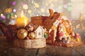 Christmas holiday background with blurred bokeh and lights Royalty Free Stock Photo