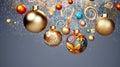 Christmas holiday background colorful Christmas tree with decorative balls and copy space Royalty Free Stock Photo