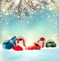 Christmas holiday background with colorful presents Royalty Free Stock Photo