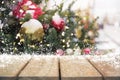 Christmas holiday background with empty tabletop for display your product